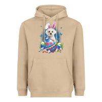 Mushroom Bunny Maltese With Egg Basket Easter Flower Hunting Egg Heavyweight Hoodie - minhPixels