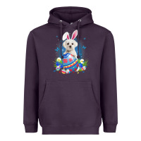 Plum Bunny Maltese With Egg Basket Easter Flower Hunting Egg Heavyweight Hoodie - minhPixels