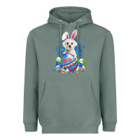 Sage Bunny Maltese With Egg Basket Easter Flower Hunting Egg Heavyweight Hoodie - minhPixels