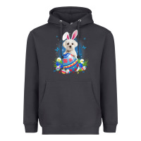 Smoke Bunny Maltese With Egg Basket Easter Flower Hunting Egg Heavyweight Hoodie - minhPixels
