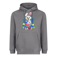 Storm Bunny Maltese With Egg Basket Easter Flower Hunting Egg Heavyweight Hoodie - minhPixels