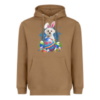 Toasted Coconut Bunny Maltese With Egg Basket Easter Flower Hunting Egg Heavyweight Hoodie - minhPixels