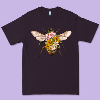 Bee With Flowers Premium Tee Designed By Artiststas