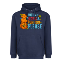 Navy Autumn leaves and pumpkin please Heavyweight Hoodie - Artiststas