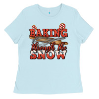 Baby Blue baking through the snow christmas Ladies Tee - Jasminsmagicworld