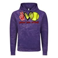 Cloud Purple Peace love Softball Vintage Hoodie - HowdyJamesFarm