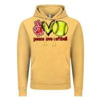 Vintage Mustard Peace love Softball Vintage Hoodie - HowdyJamesFarm