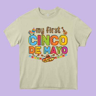 My First Cinco De Mayo Heavy Core Tee Designed By Lillyallendesigns