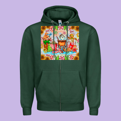Christmas Coffee Class Zipper Hoodie Designed By Cowhidedigitalart
