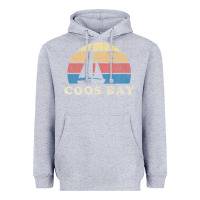 Heather Grey Coos Bay Or Vintage Sailboat 70S Throwback Sunset Heavyweight Hoodie - minhPixels