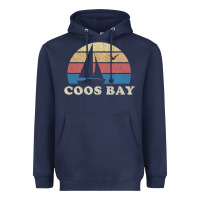 Navy Coos Bay Or Vintage Sailboat 70S Throwback Sunset Heavyweight Hoodie - minhPixels