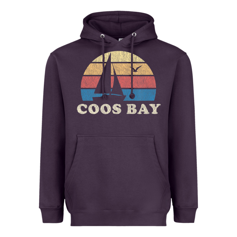 Coos Bay Or Vintage Sailboat 70s Throwback Sunset Heavyweight Hoodie by minhPixels | Teevron