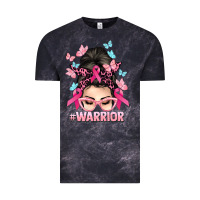 Cloud Black Warrior Cancer messy bun Cancer Awareness Vintage Tee - HowdyJamesFarm