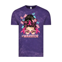 Cloud Purple Warrior Cancer messy bun Cancer Awareness Vintage Tee - HowdyJamesFarm