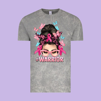 Warrior Cancer Messy Bun Cancer Awareness Vintage Tee Designed By Howdyjamesfarm