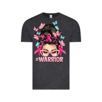 Vintage Black Warrior Cancer messy bun Cancer Awareness Vintage Tee - HowdyJamesFarm