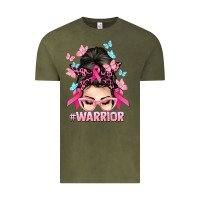 Vintage Olive Warrior Cancer messy bun Cancer Awareness Vintage Tee - HowdyJamesFarm