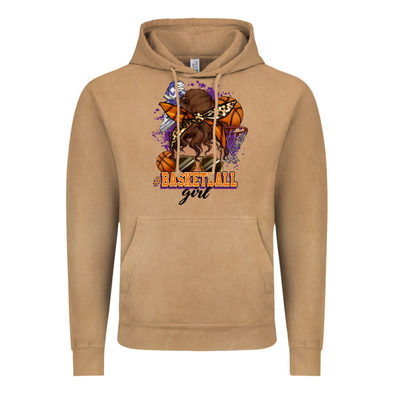 Messy Bun Basketball Girl Vintage Hoodie by HowdyJamesFarm | Teevron