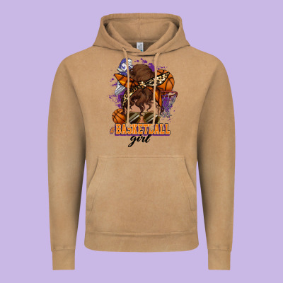 Messy Bun Basketball Girl Vintage Hoodie Designed By Howdyjamesfarm