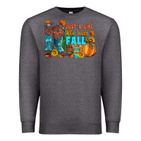 Charcoal Heather jusa a girl who loves fall Premium Sweatshirt - Artiststas