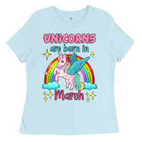 Baby Blue unicorns are born in march Ladies Tee - Jasminsmagicworld