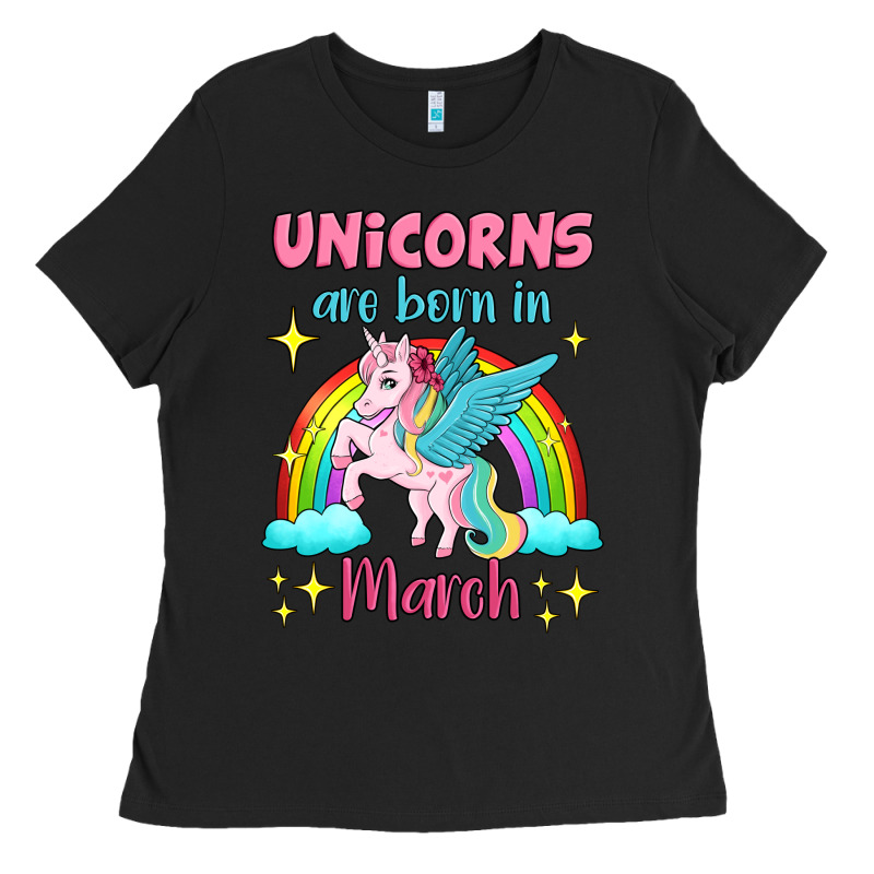 Unicorns Are Born In March Ladies Tee by Jasminsmagicworld | Teevron