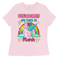 Bubblegum Pink unicorns are born in march Ladies Tee - Jasminsmagicworld