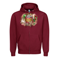 Burgundy Christmas Elf Zipper Hoodie - CowhideDigitalArt