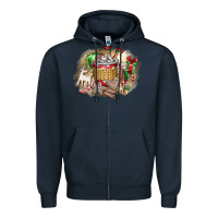 Navy Christmas Elf Zipper Hoodie - CowhideDigitalArt