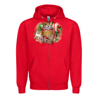 Red Christmas Elf Zipper Hoodie - CowhideDigitalArt