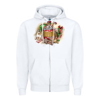 White Christmas Elf Zipper Hoodie - CowhideDigitalArt