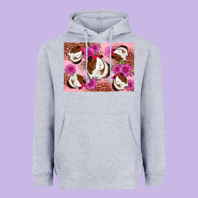 Guinea Pig Flowers Heavyweight Hoodie Designed By Artiststas