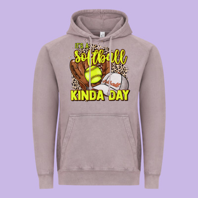 It's A Softball Kinda Day Leopard Vintage Hoodie Designed By Howdyjamesfarm