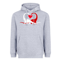 Heather Grey funny hearts love dinosaur valentine s day gift boys girls Heavyweight Hoodie - minhPixels