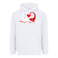 White funny hearts love dinosaur valentine s day gift boys girls Heavyweight Hoodie - minhPixels