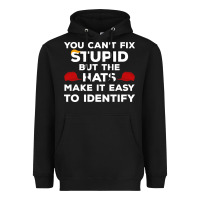 Black You Can'T Fix Stupid But The Hats Make It Easy To Identify Heavyweight Hoodie - minhPixels