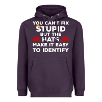Plum You Can'T Fix Stupid But The Hats Make It Easy To Identify Heavyweight Hoodie - minhPixels