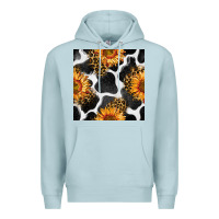 Blue Mist cowhide leopard sunflower seamless pattern Premium Hoodie - BundleAndBundleShop