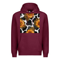 Burgundy cowhide leopard sunflower seamless pattern Premium Hoodie - BundleAndBundleShop