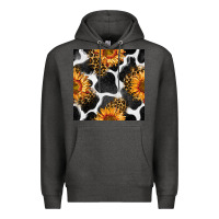 Charcoal Heather cowhide leopard sunflower seamless pattern Premium Hoodie - BundleAndBundleShop