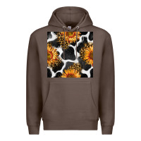 Coffee cowhide leopard sunflower seamless pattern Premium Hoodie - BundleAndBundleShop