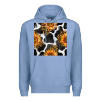 Colony Blue cowhide leopard sunflower seamless pattern Premium Hoodie - BundleAndBundleShop