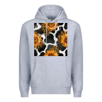 Heather Grey cowhide leopard sunflower seamless pattern Premium Hoodie - BundleAndBundleShop
