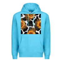 Ocean Blue cowhide leopard sunflower seamless pattern Premium Hoodie - BundleAndBundleShop