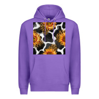 Purple cowhide leopard sunflower seamless pattern Premium Hoodie - BundleAndBundleShop