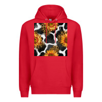 Red cowhide leopard sunflower seamless pattern Premium Hoodie - BundleAndBundleShop