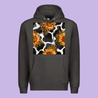 Cowhide Leopard Sunflower Seamless Pattern Premium Hoodie Designed By Bundleandbundleshop