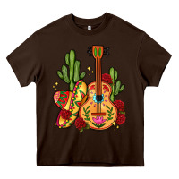 Chocolate Brown mexican guitar Heavy Core Tee - LillyAllenDesigns