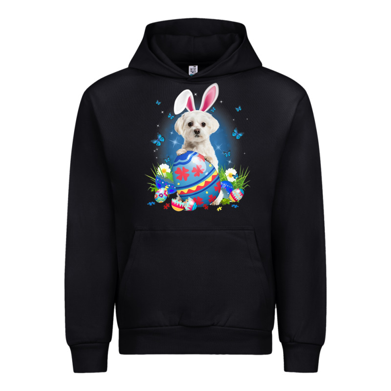 Bunny Maltese With Egg Basket Easter Flower Hunting Egg Urban Hoodie by minhPixels | Teevron