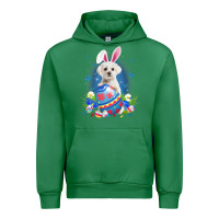 Emerald Bunny Maltese With Egg Basket Easter Flower Hunting Egg Urban Hoodie - minhPixels